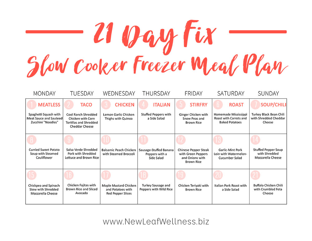 The Ultimate 21 Day Fix Slow Cooker Freezer Meal Plan